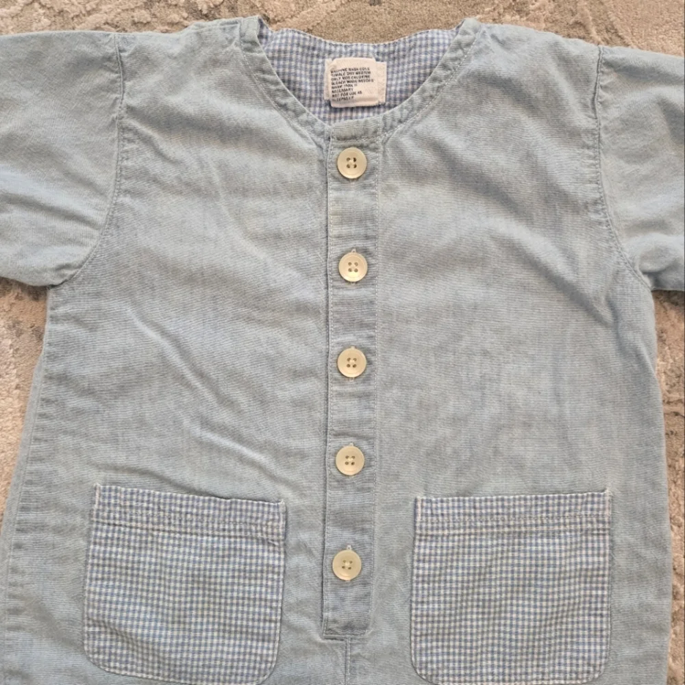 Y2k Baby Gap Light Blue Button-Up Shorts Cotton Romper